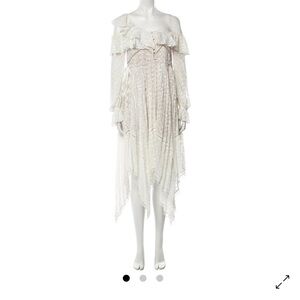 NWT Self-Potrait white Asymmetric Midi Length Dress Size M